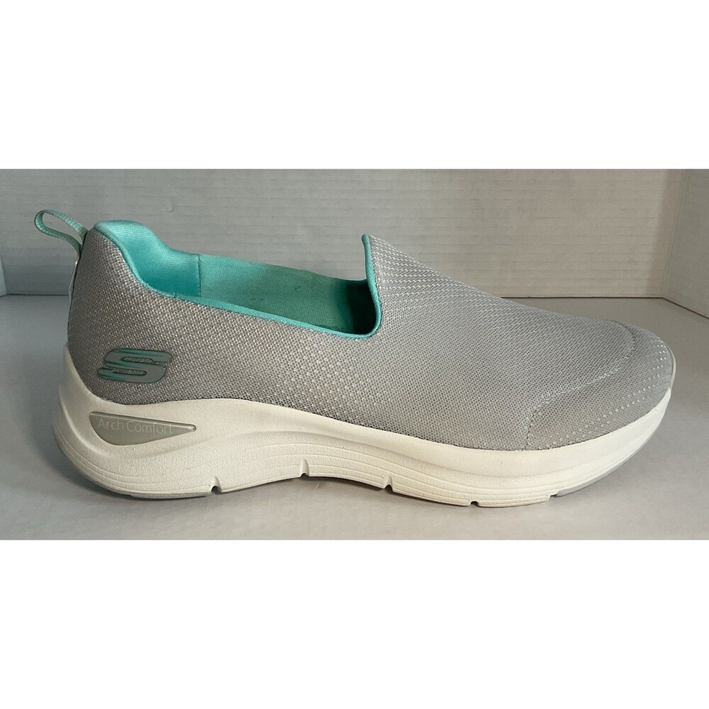 Skechers - Arch Comfort Athletic Slip On Shoe Gray Teal - Size 10